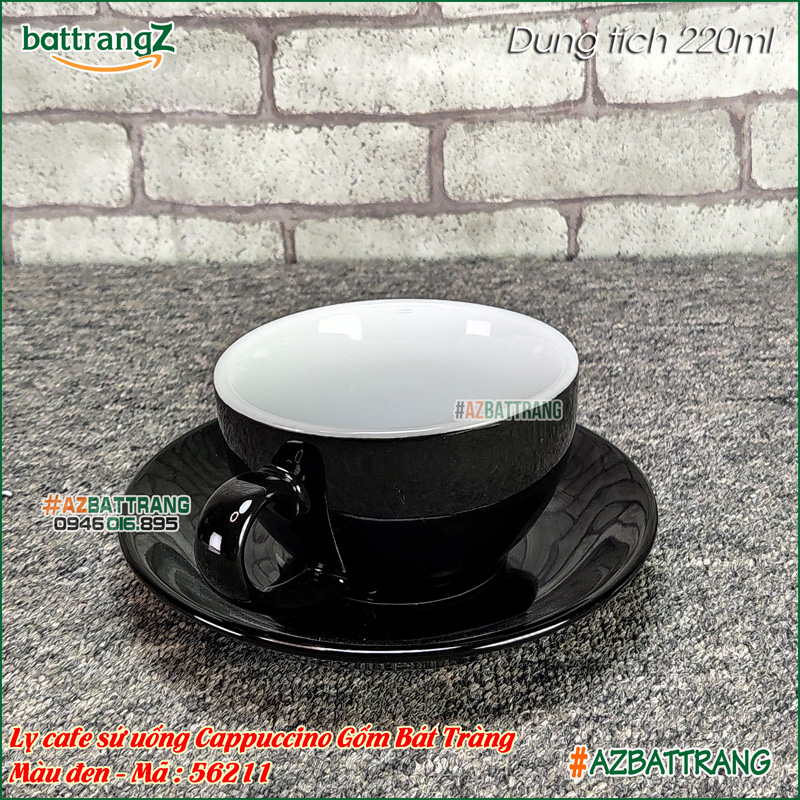 [220ml] Ly sứ uống cafe Cappuccino màu đen gốm Bát Tràng