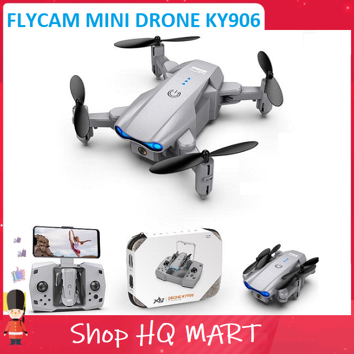 Máy bay điều khiển từ xa, Flycam mini giá rẻ Drone KY 906, Máy bay flycam có camera 4K full HD quay phim, chụp ảnh, chống rung quang học kết nối wifi có tay cầm điều khiển