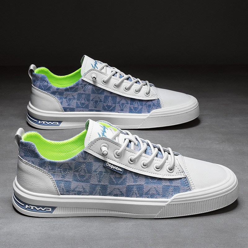 Giày Nam, Giày Sneaker Nam Vải Bò Phối Da Cao Cấp