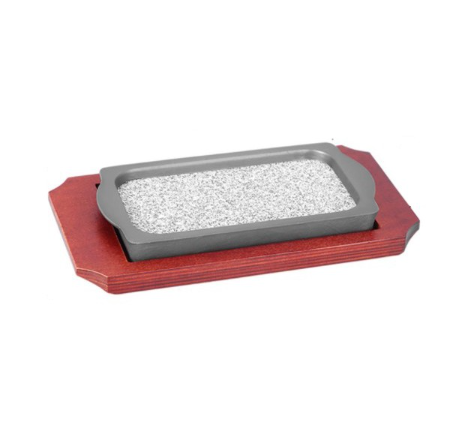 Khay đá nướng kèm đế gỗ cao cấp 29*17cm
