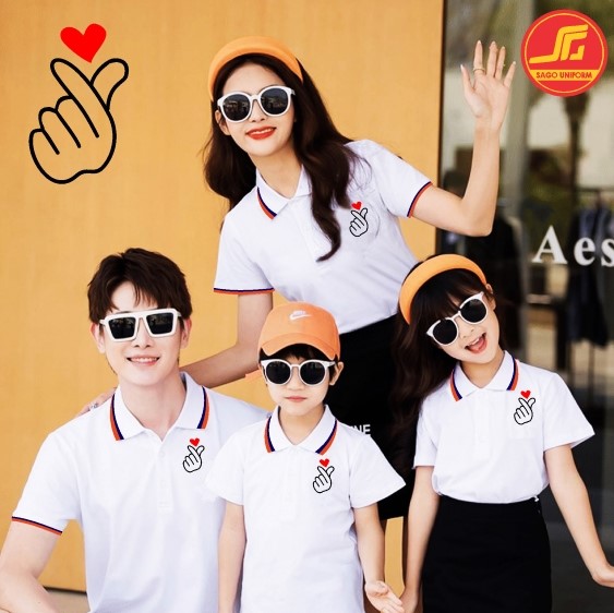 Áo gia đình có cổ chất lượng đẹp vải cá sấu polo 3/4/5 người thoáng mát SAGO T-SHIRT GDPLS03