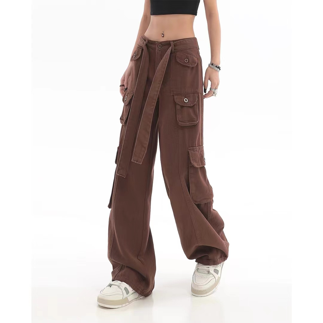 Quần túi hộp cargo pants chất liệu Kaki lưng cao ống rộng phong cách hiphop cá tính Jengiang