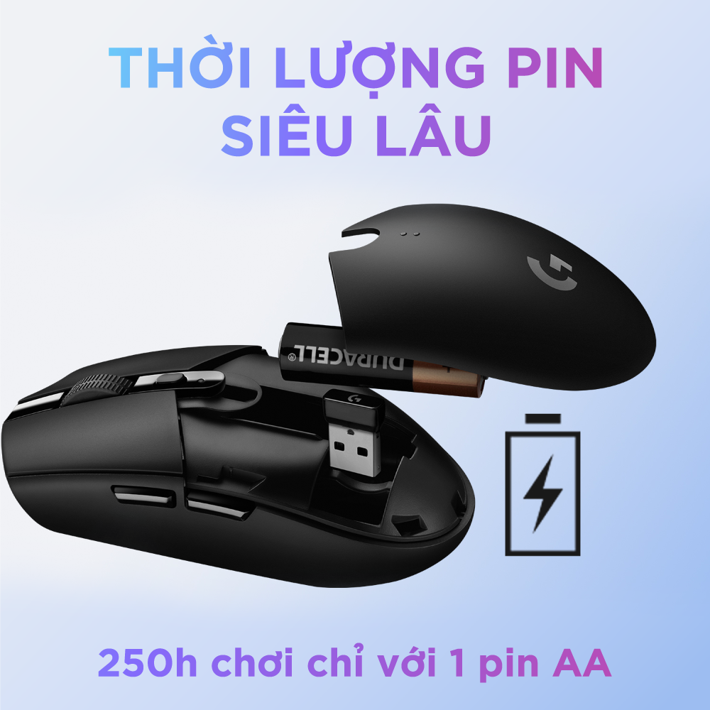 Chuột Không Dây Logitech G304 -Chuột Game Không Dây Lightspeed - Cảm biến Hero, 12k DPI, nhẹ, 6 nút lập trình, Tương Thích Nhiều Thiết Bị, Pin 250h. Bảo Hành 12 Tháng.