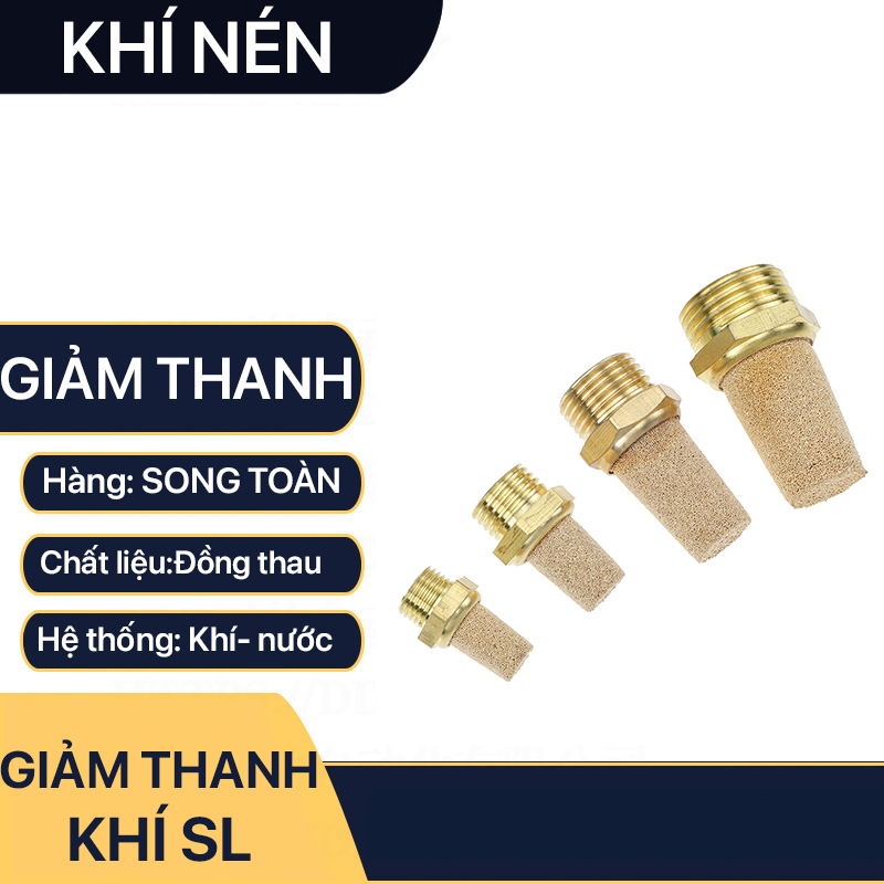 Đầu Giảm Thanh Khí Nén Đồng Thau SL ren 9.6, 13, 17, 21mm