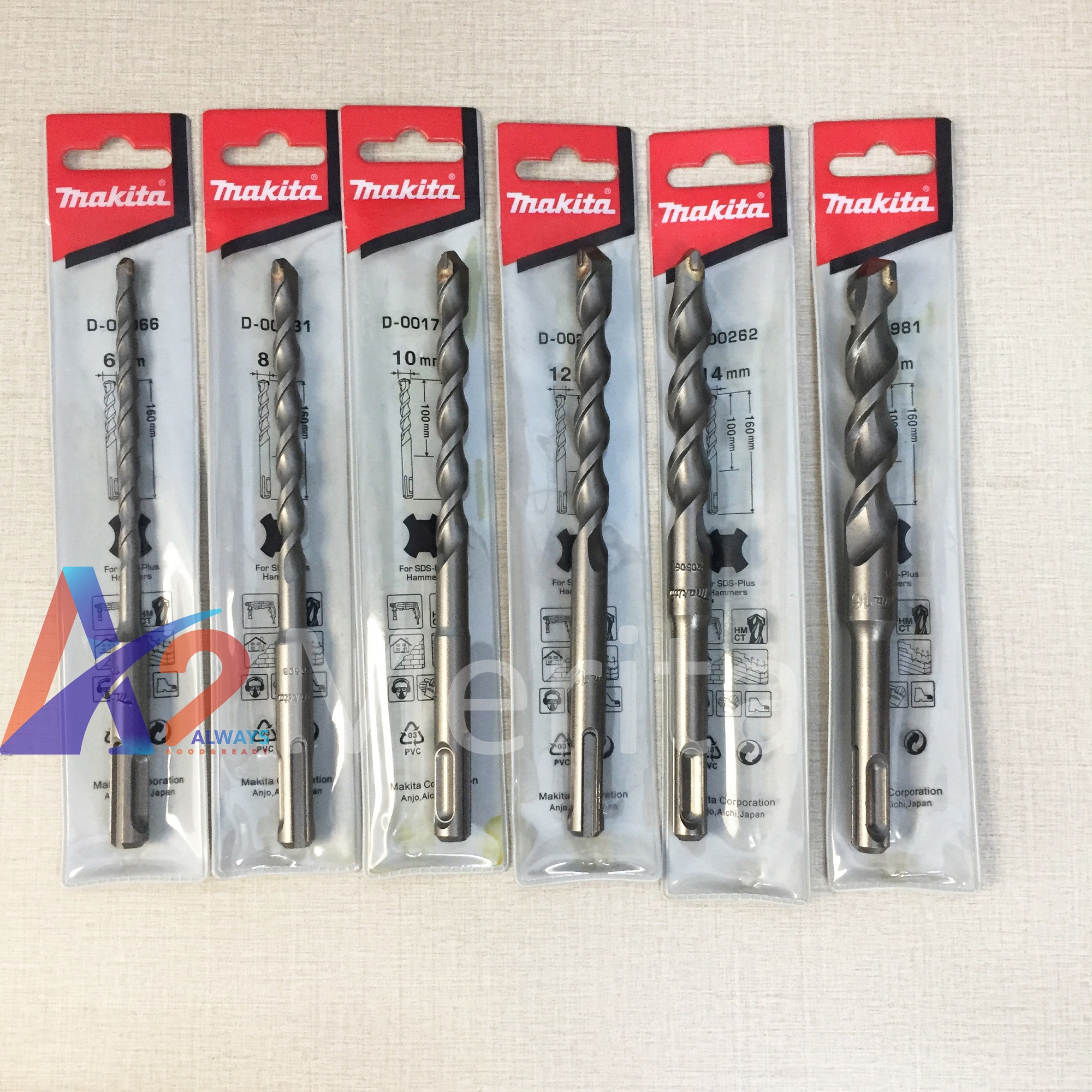 Mũi khoan bê tông SDS Plus dài 160mm  Makita (tùy chọn size - giá lẻ từng size)