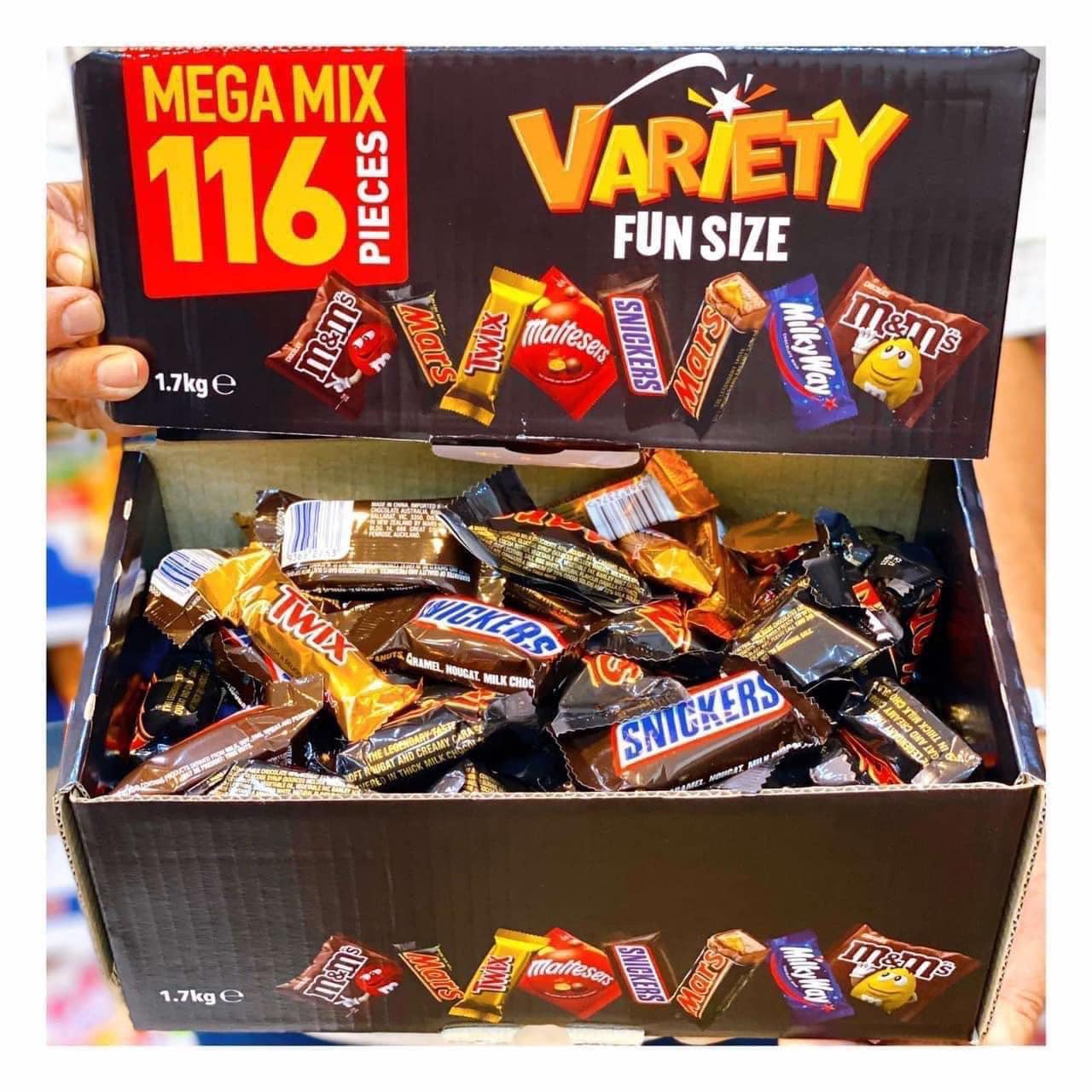 Socola Mars Variety Mix Box 116 gói Party Chocolate Snickers M&M Twix