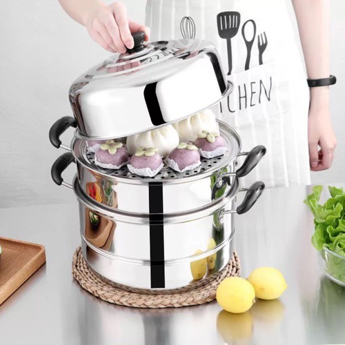 [HCM]NỒI HẤP INOX 3 TẦNG ĐA NĂNG KÍCH THƯỚC 28 CM