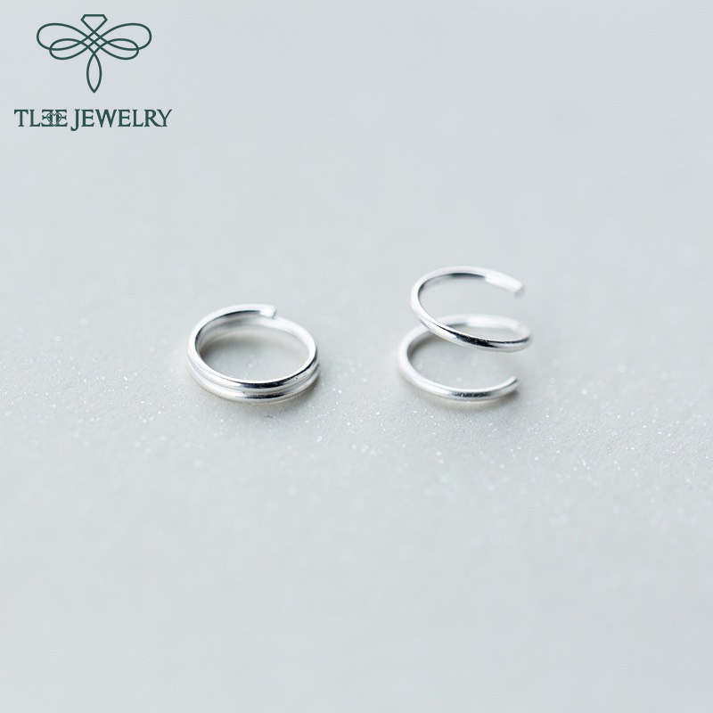 Khuyên tai bạc TLEE xoắn vòng basic cá tính TleeJewelry B0139