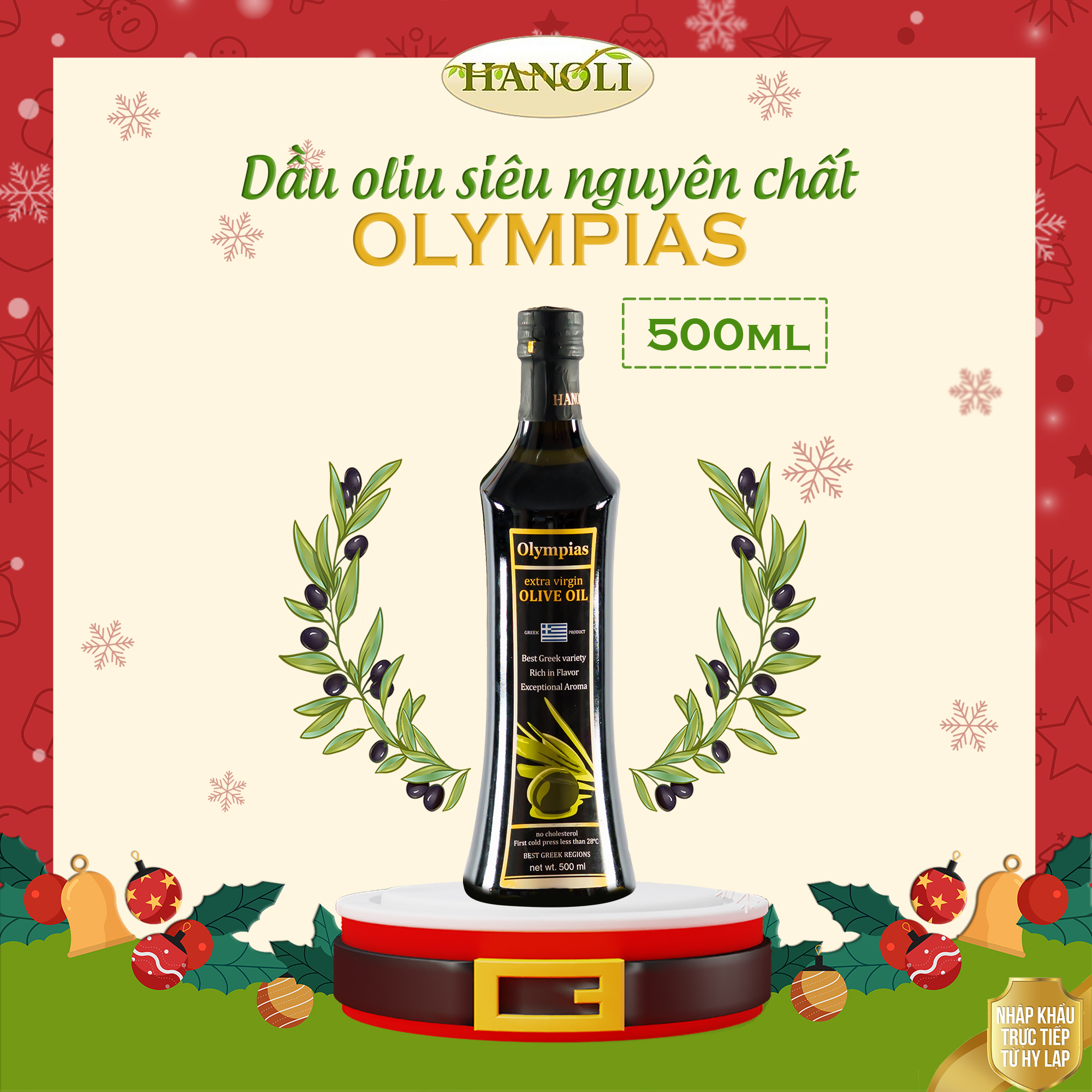 Dầu Oliu Siêu Nguyên Chất Olympias Extra Virgin Olive Oil 500ml Nhập Khẩu