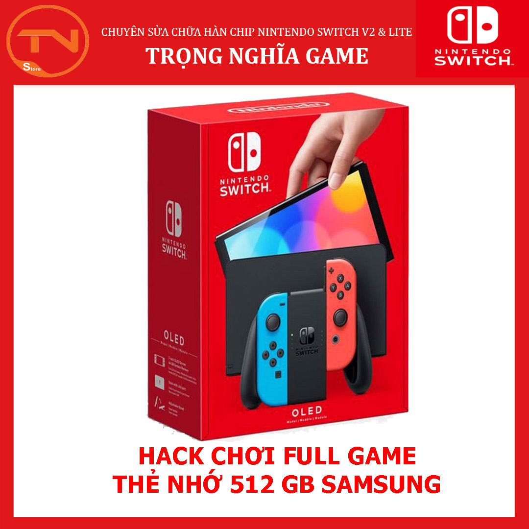 Máy Nintendo Switch Oled H.ack chơi full game - Tặng miếng dán cường lực & bọc Analog - Bảo hành 3 tháng