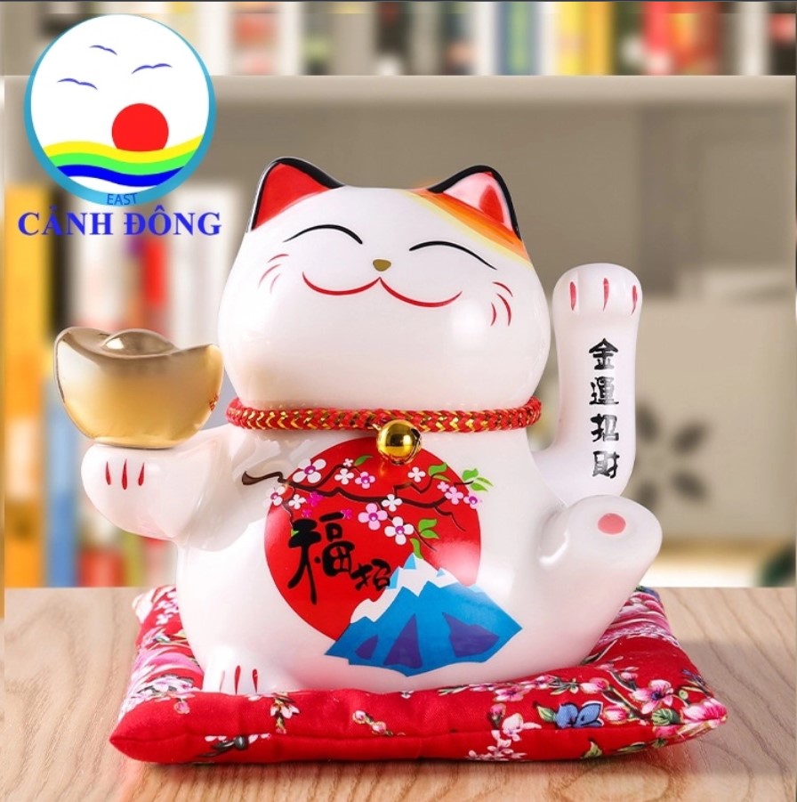 (ĐANG SALE-50%)Tượng mèo thần tài,Mèo Thần Tài May Mắn Vẫy Tay Nhật Bản Maneki Neko,Mèo thần tài vẫy tay sài pin đem lại tài lộc may mắn cho gia chủ thịnh vượng cát tường