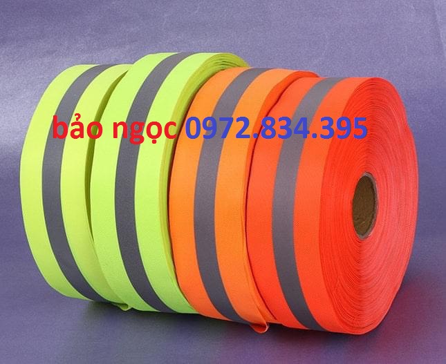 dây vải phản quang sọc xám bản 5cm dài 100 mét-dây cảnh báo phản quang