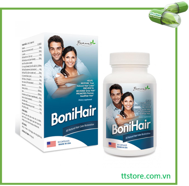 BoniHair Hộp 30 viên - Viên uống ngừa rụng tóc - Boni, hair, botania