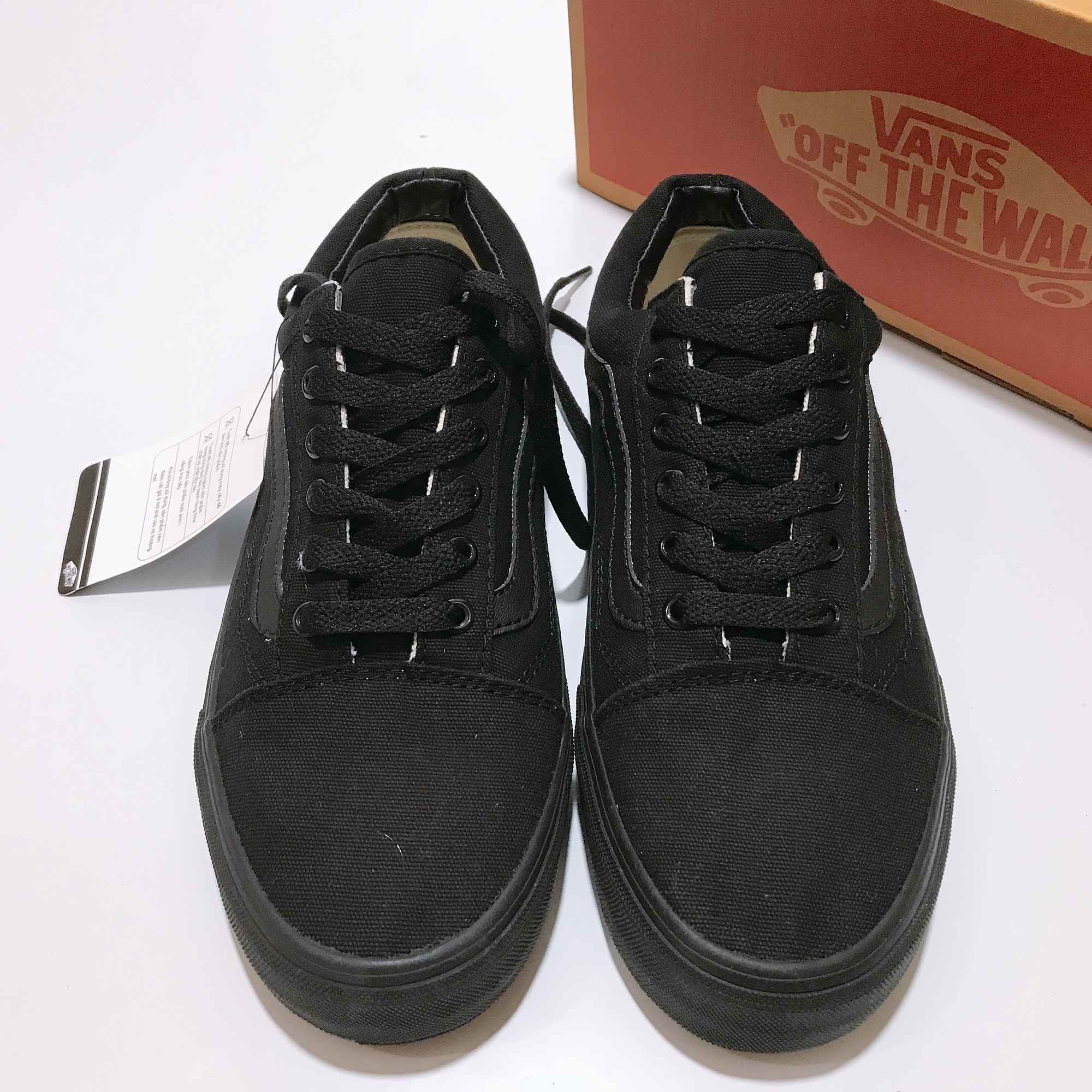 Tặng hộp và Tất - Giày thể thao nam nữ vans old skool đen full, size 36 đến 43.