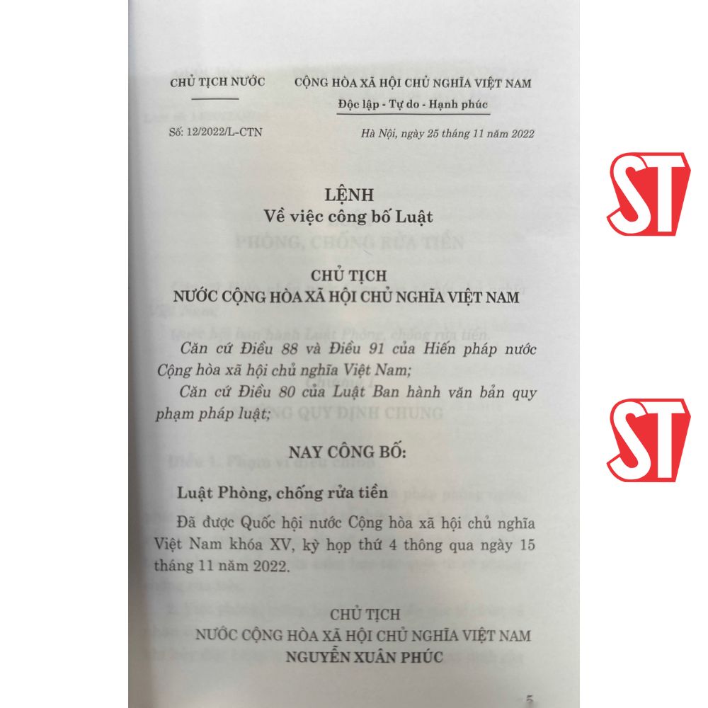 [Sách] Luật Phòng, chống rửa tiền