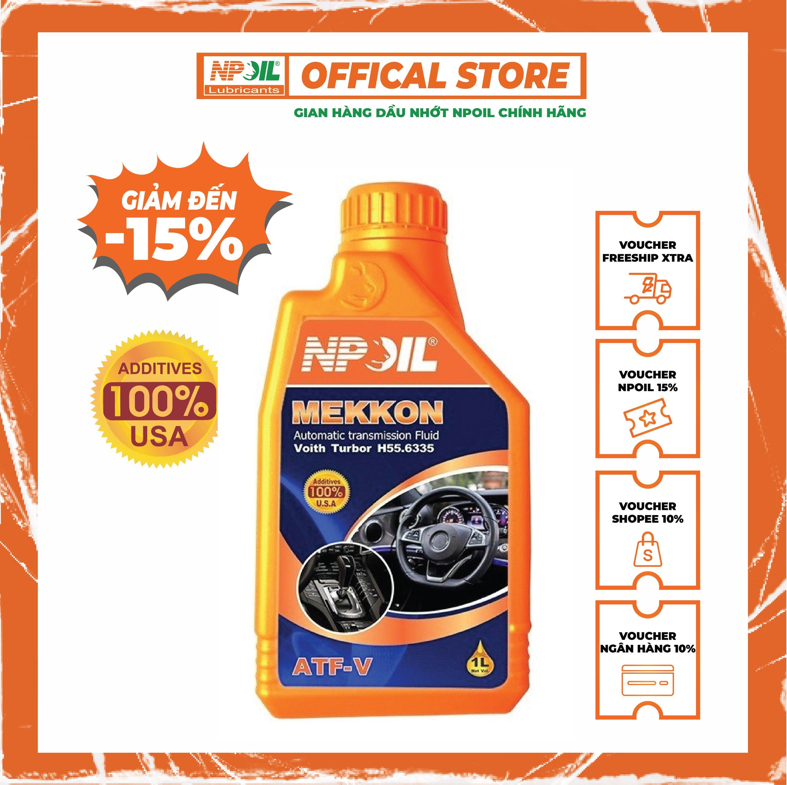 Npoil - dầu truyền động/trợ lực tay lái mekkon atf v - 1 lít