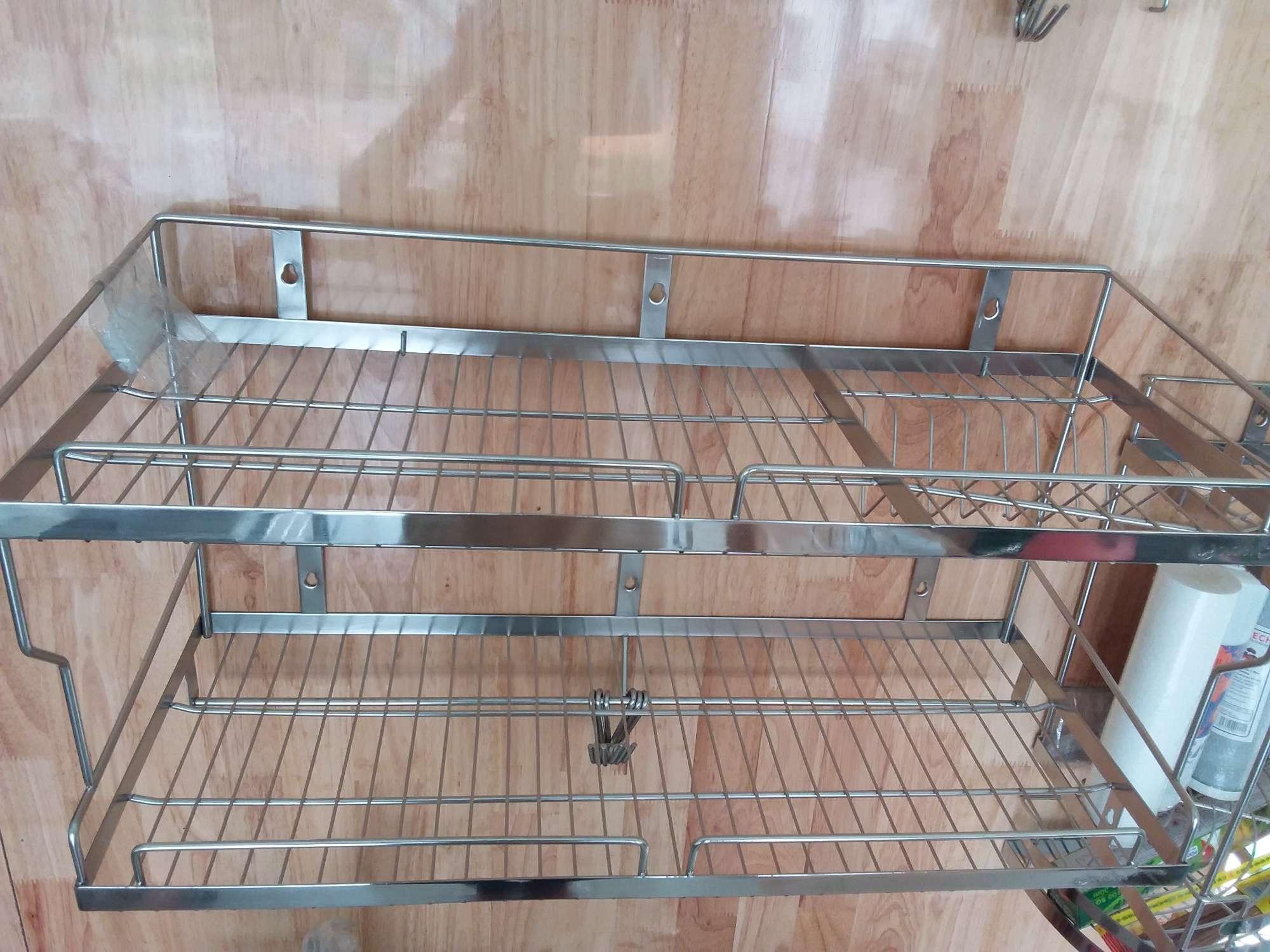 Kệ treo, kệ chén 2 tầng inox 304 28×80