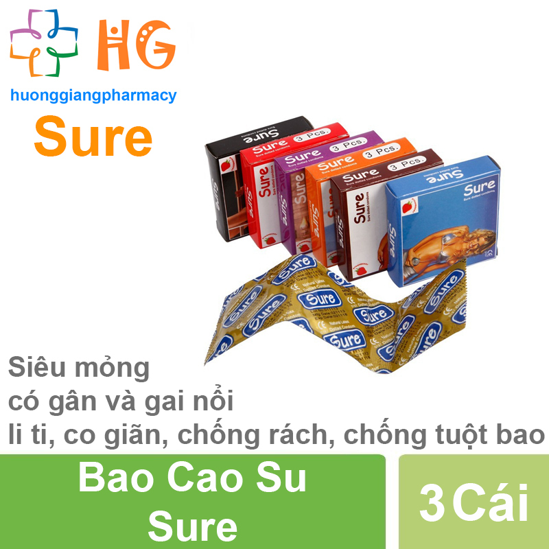 Bao cao su Sure (Hộp 3 Chiếc)
