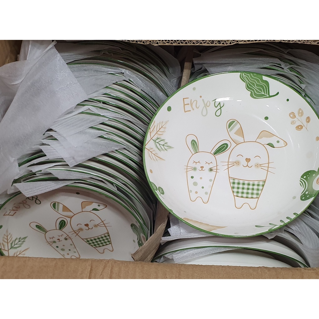 Dĩa sứ Thỏ Enjoy 8inch - Dư Dư