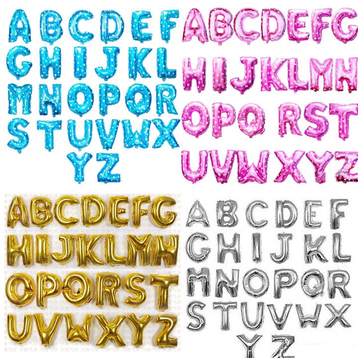 2 Bóng chữ và số sinh nhật size 40cm tên bong bóng kiếng phụ kiện sinh nhật đám cưới, happy birthday wedding Foil balloon