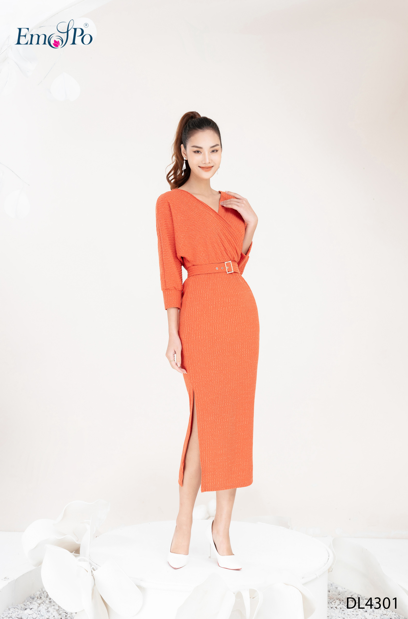 Đầm thun cổ đắp chéo EMSPO DL4301