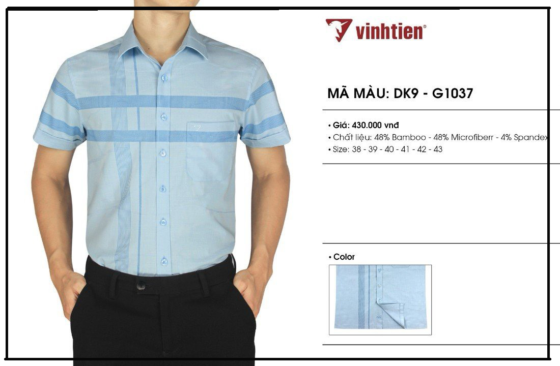 Áo Sơ Mi Nam Ngắn Tay Bamboo Dáng Talilorfit _ Vạt Ngang Ôm nhẹ Vĩnh Tiến G1037