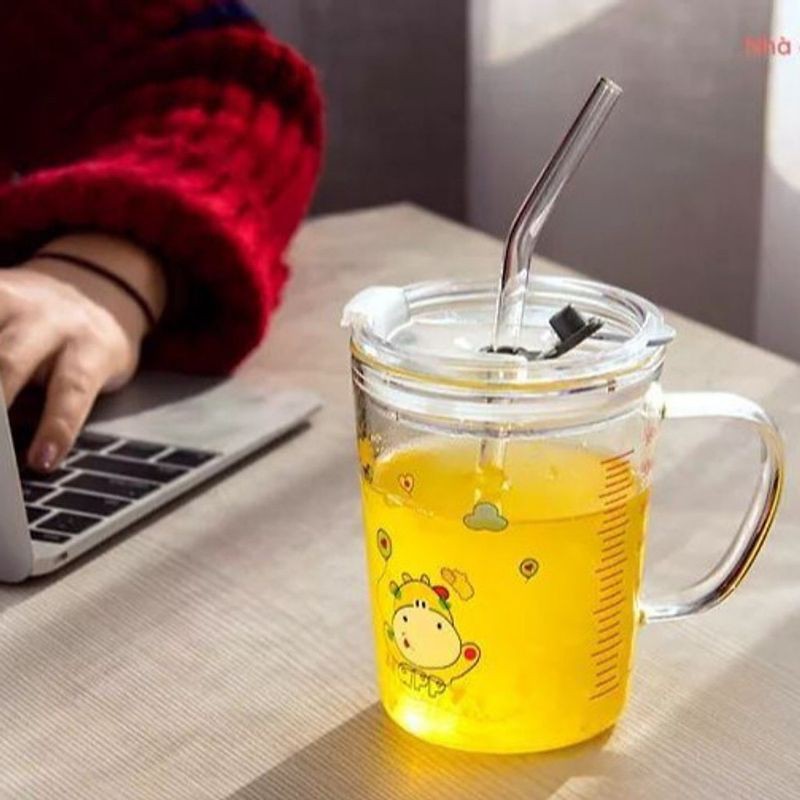 Cốc thủy tinh pha sữa/ uống nước có vạch chia ml