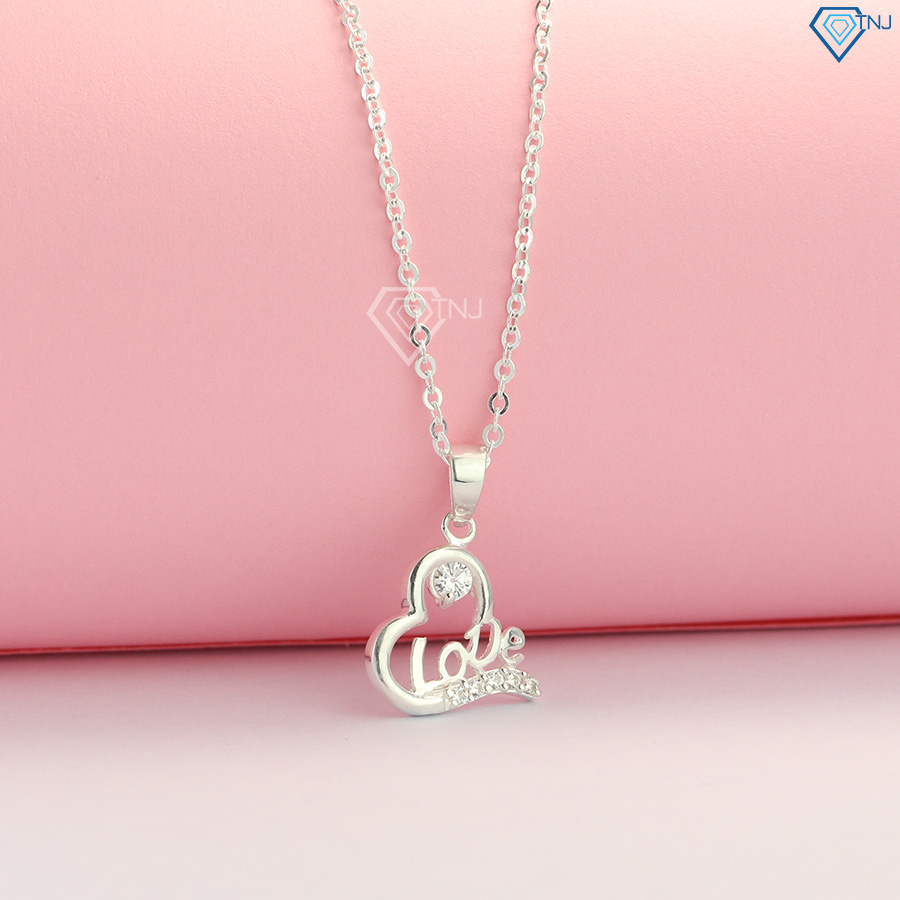 Dây chuyền bạc nữ mặt trái tim chữ Love DCN0425 - Trang Sức TNJ