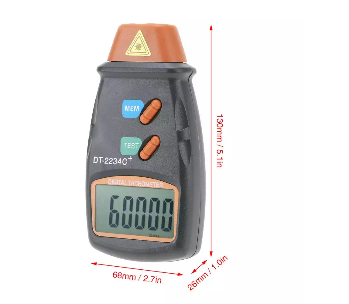Máy đo tốc độ, đo vòng tua động cơ DT-2234C+, Professional Digital Tachometer Non Contact RPM