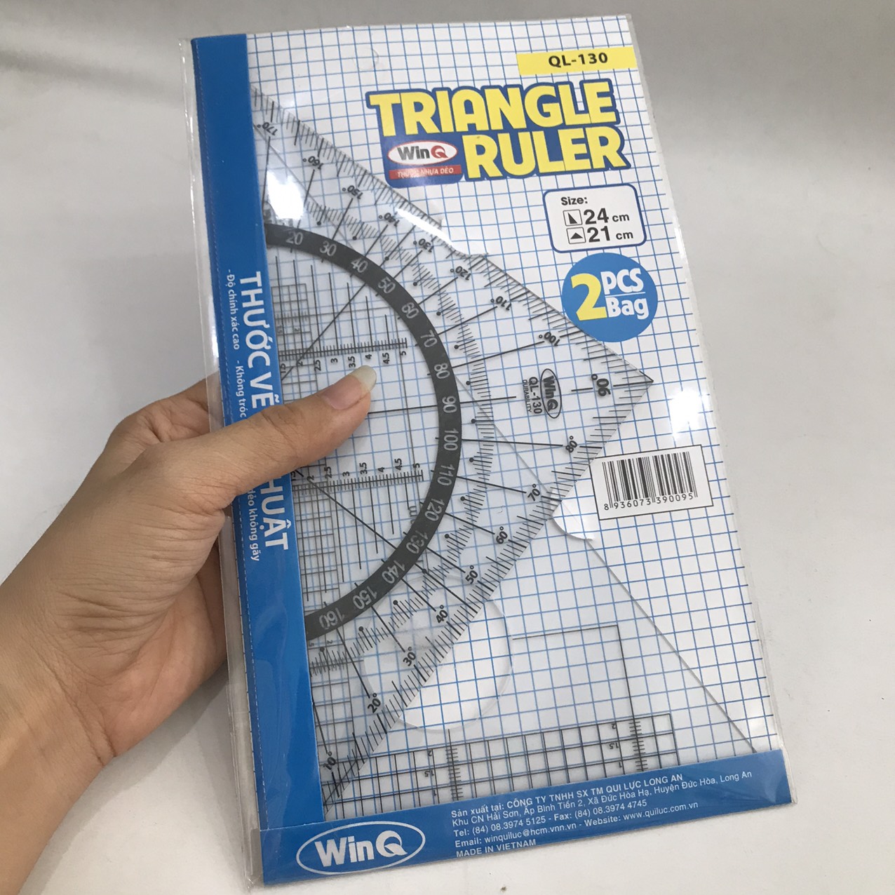 [HCM]Bộ 2 thước Eke lớn WinQ QL - 130 Size 21cm và 24cm