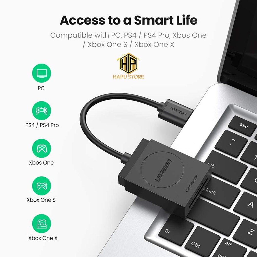 Đầu đọc thẻ USB 3.0 hỗ trợ SD/TF Ugreen 20250  - Hapuhouse