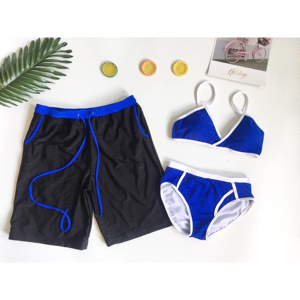 BIkini cặp phối màu viền trắng siêu cute