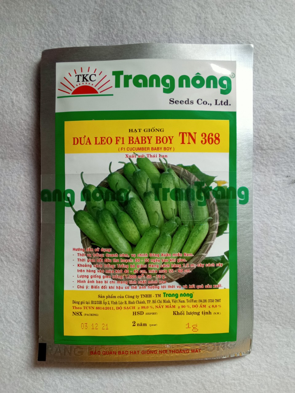 40h - hạt giốngdưa leo f1 - baby boy tn 368
