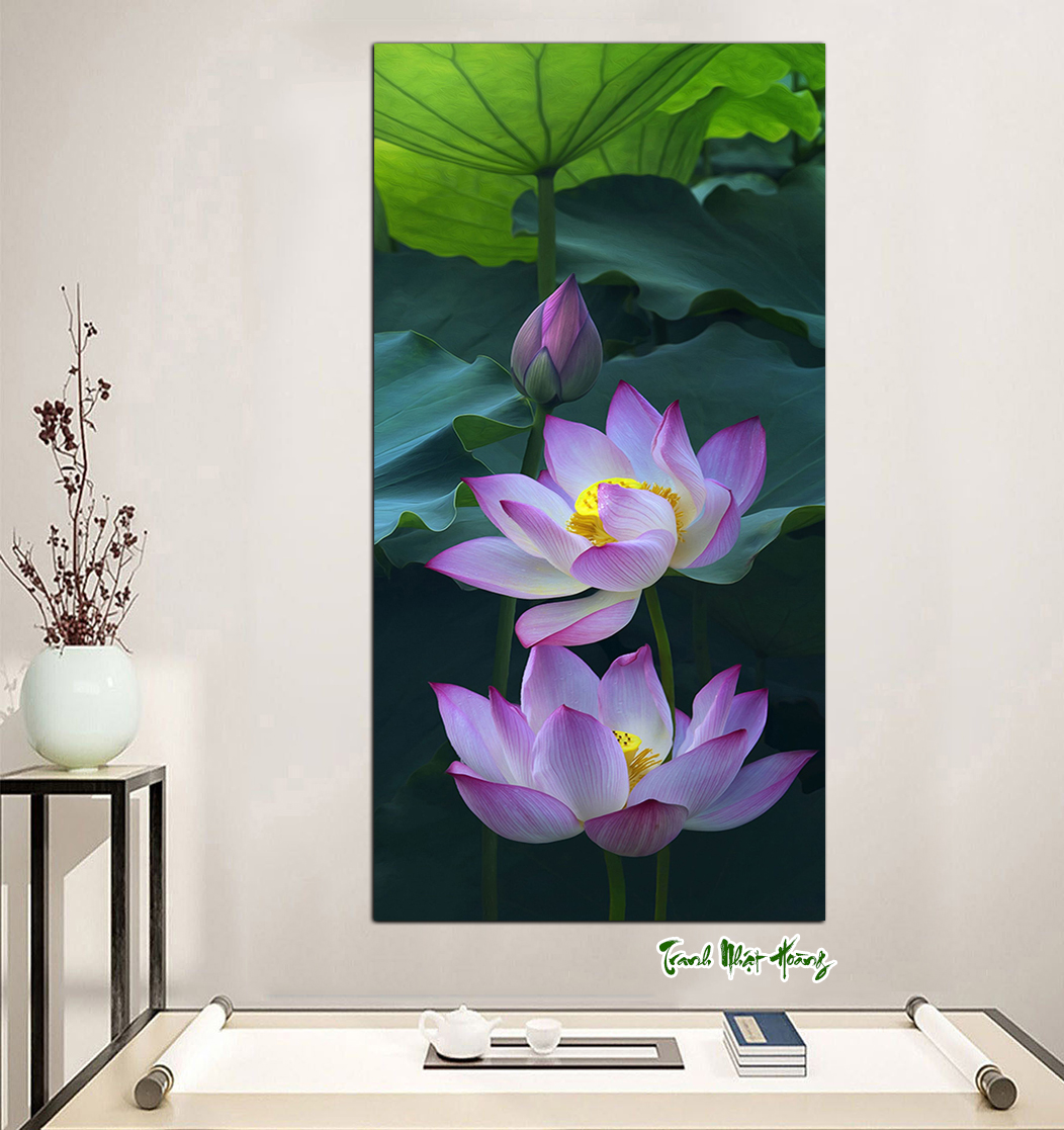 Tranh dán tường hoa sen khổ đứng