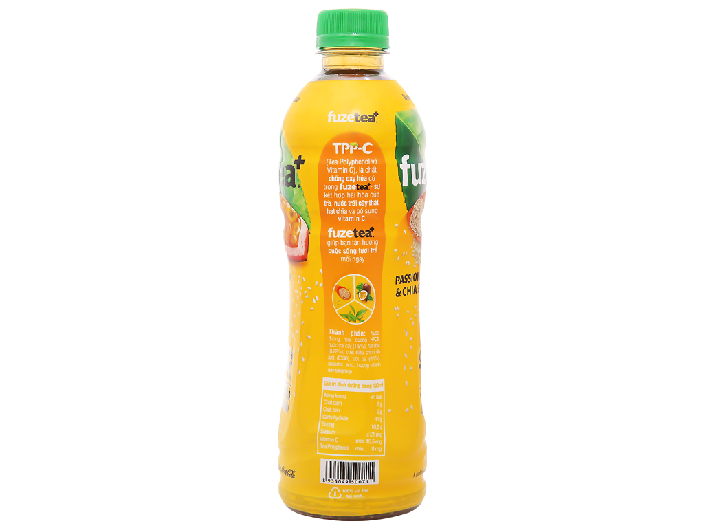 6 chai trà chanh dây và hạt chia Fuze Tea 450ml