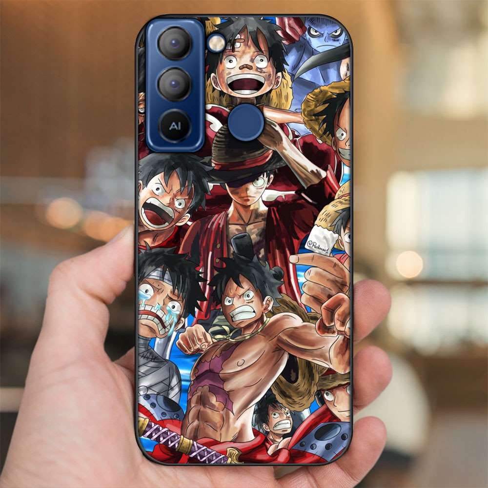 Ốp lưng Tecno Pop 5 viền đen in hình Luffy One Piece