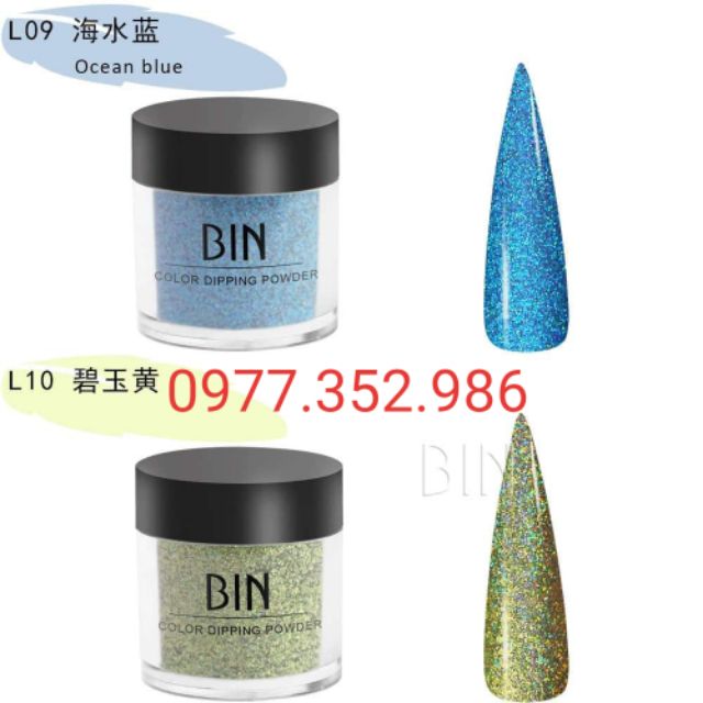 Lọ bột nhúng các màu nhũ thương hiệu Bin