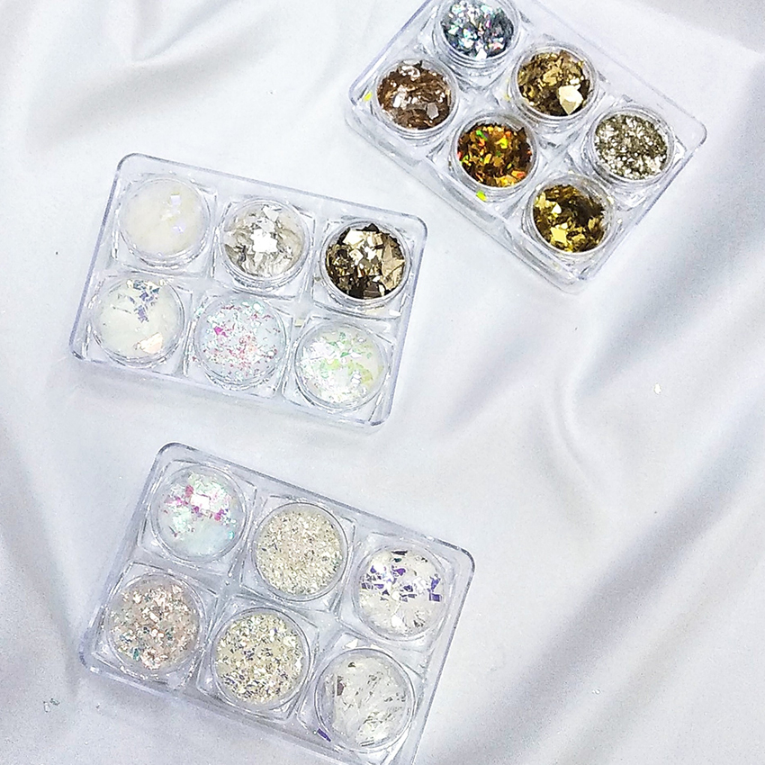 [HCM]Set 6 hũ thủy tinh vụn trang trí móng