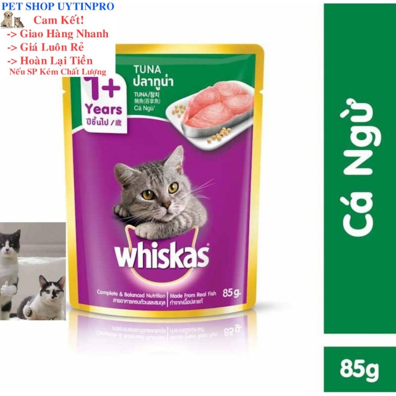 PATE XỐT CHO MÈO LỚN WHISKAS TUNA VỊ CÁ NGỪ 85G Xuất xứ Thái Lan