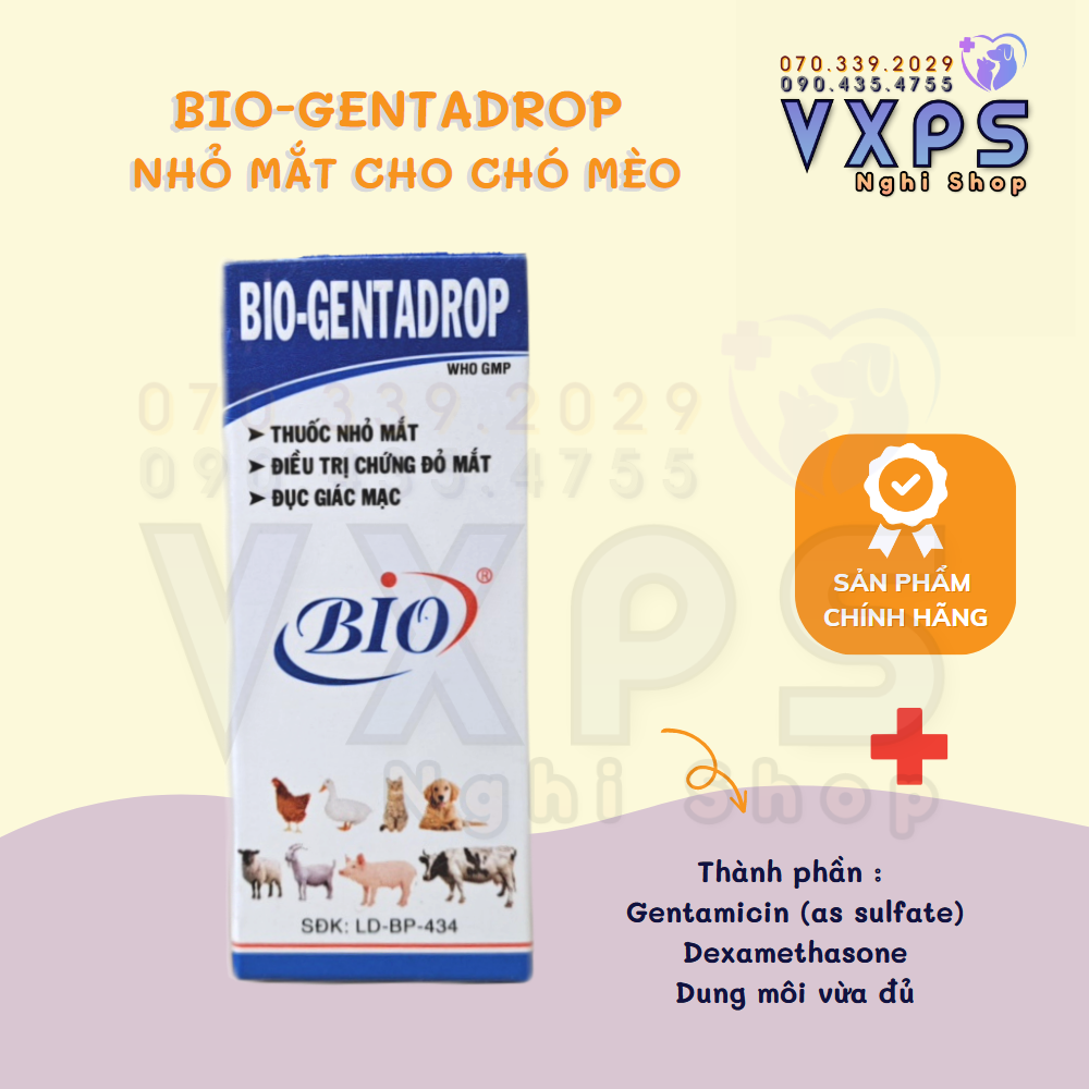 [GIẢM ĐẾN 20% Ở XU] Thuốc nhỏ mắt cho chó mèo - Bio Gentadrop 10ml