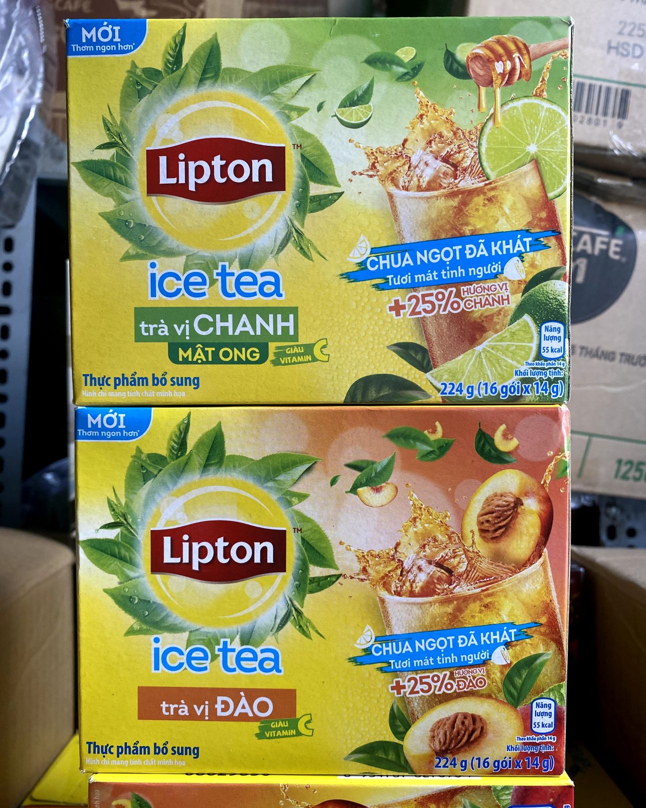 Trà Lipton hòa tan vị Chanh - Đào 224g(16 gói x 14g)