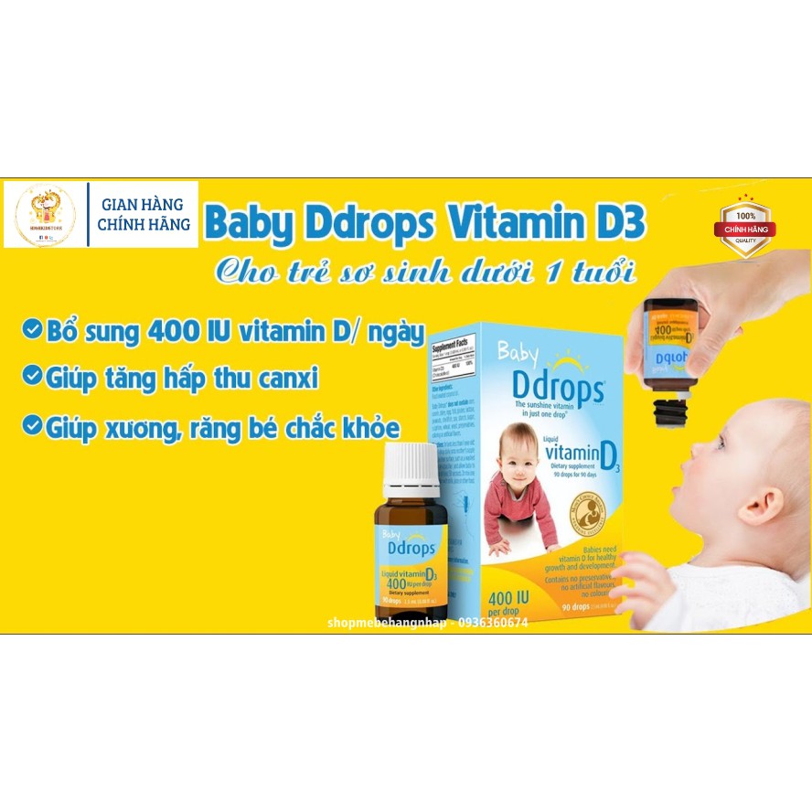 [HCM] Baby Ddrops Vitamin D ddrop cho bé 90 giọt Mỹ