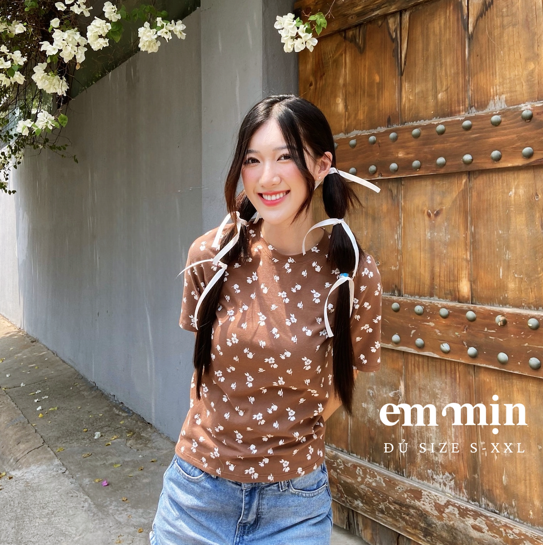 Áo thun hoa tay lửng 100% cotton