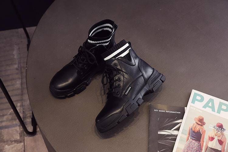 (HÀNG CÓ SẴN) BỐT BOOT NỮ BOOT DA PHỐI LEN KẺ NGANG CÁ TÍNH