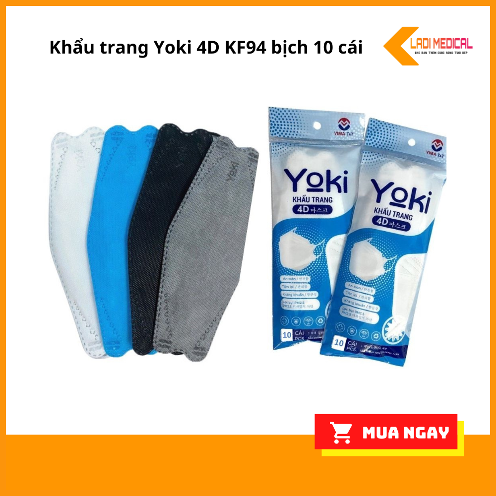 Khẩu trang Yoki 4D KF94 bịch 10 cái
