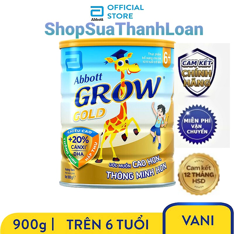 (HSD T2-2026) Sữa Bột Abbott Grow Gold 6+ - Lon 900g.