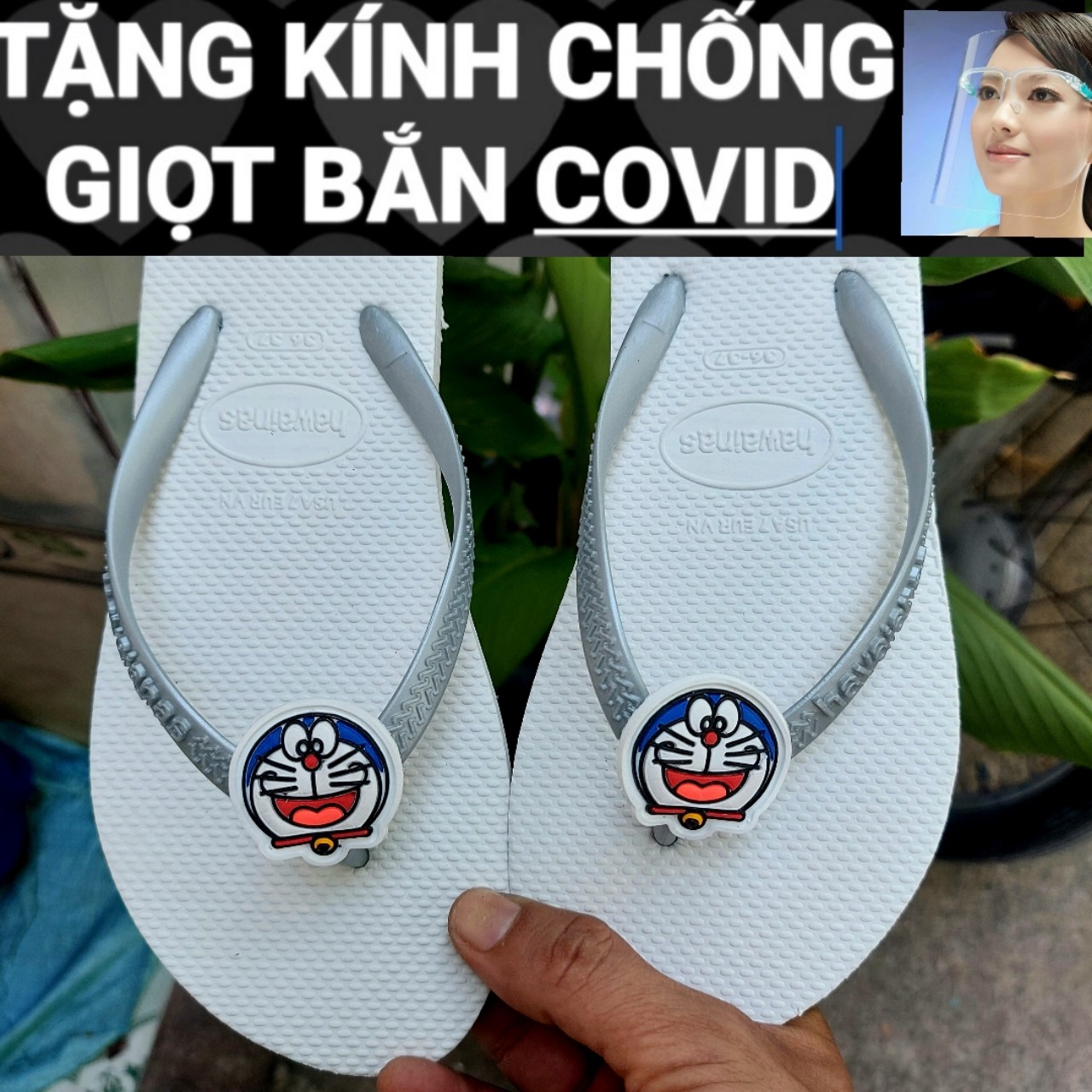 [HCM]Dép kẹp nữ ticker DOREMON siêu dễ thương nhiều màu(tặng kèm kính chống giot bắn)