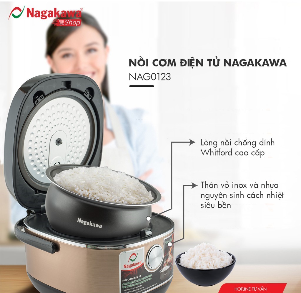 Nồi cơm điện tử Nagakawa NAG0123 1.5 Lít