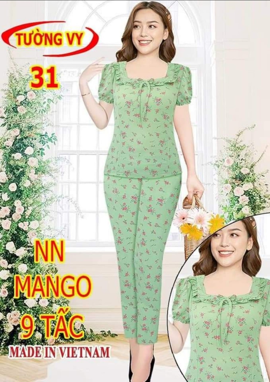 ĐỒ BỘ  LỤA SATIN V&Agrave; MANGO 9 TẤC TAY NGẮN   MỀM MỊN, THO&Aacute;NG KH&Iacute;, KH&Ocirc;NG CO R&Uacute;T, KH&Ocirc;NG NHĂN ( C&Oacute; SZE ĐẠI )