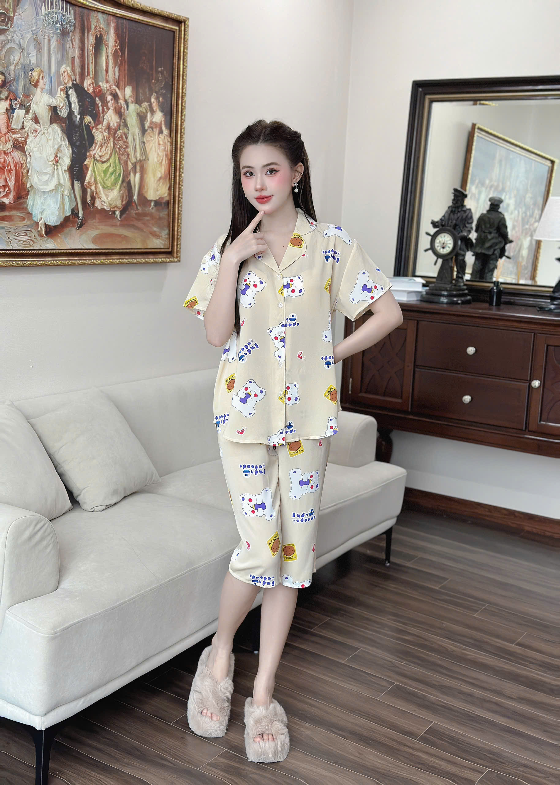 Đồ Bộ Lửng Lụa Bigsize 50-100kg bộ ngủ mặc nhà mềm mát